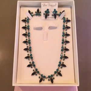 Teal Austrian Crystal Necklace & Earring Set